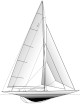 Grand voilier course Yacht de classe J Coupe America 1930 à 1937 Cotre bermudien Monocoque bois 25 mètres Un mât Grand voile triangulaire Foc Génois Spinnaker Barre à roue simple Neuf équipiers Cabine
